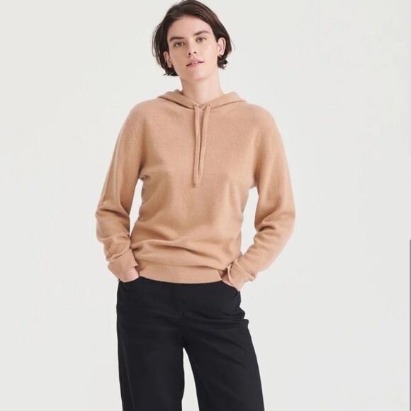 Naadam Off Duty Cashmere Sweater Hoodie Camel Beige - Picture 10 of 10